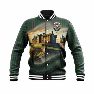 Cockburn Tartan Family Crest Baseball Jacket with Scottish Ancient Castle Style