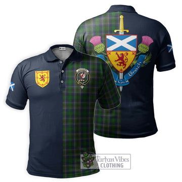 Cockburn Tartan Polo Shirt Alba with Scottish Lion Royal Arm Half Style