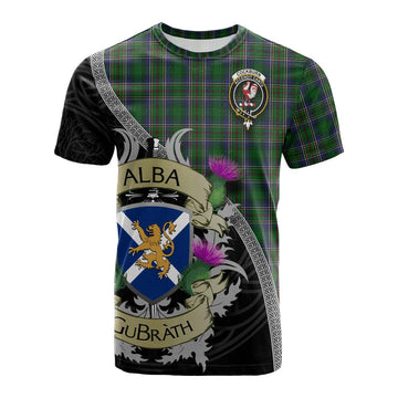 Cockburn Tartan Family Crest Cotton T-shirt Lion Rampant Royal Thistle Shield Celtic Inspired