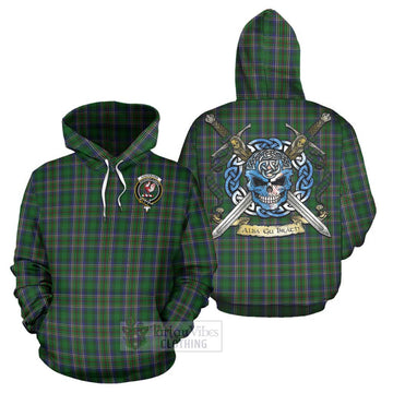 Tartan Vibes Clothing Cockburn Tartan Hoodie with Family Crest Celtic Skull Style