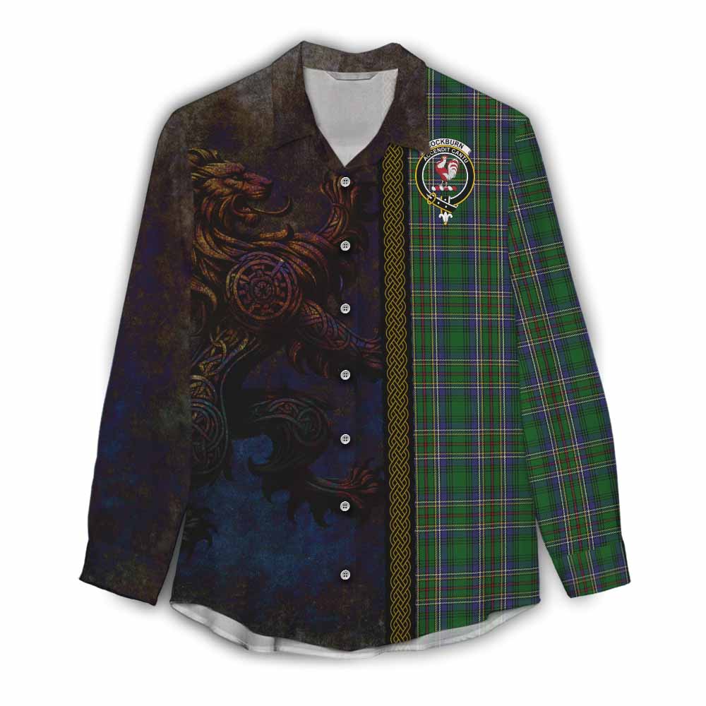 Tartan Vibes Clothing Cockburn Tartan Family Crest Women's Casual Shirt Alba Gu Brath Be Brave Lion Ancient Style
