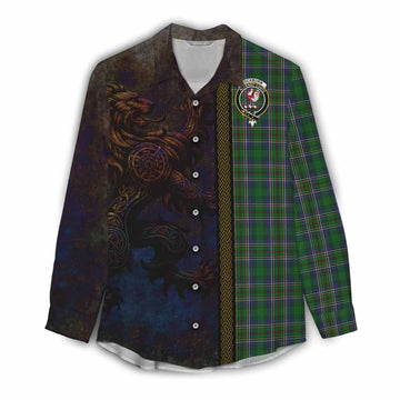 Tartan Vibes Clothing Cockburn Tartan Family Crest Women's Casual Shirt Alba Gu Brath Be Brave Lion Ancient Style