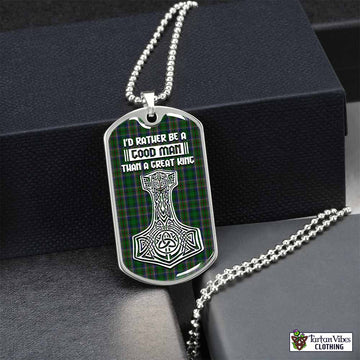 Cockburn Tartan Dog Tag Necklace Viking Mjolnir Style