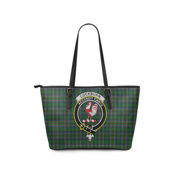 Cockburn Tartan Leather Tote Bag with Family Crest