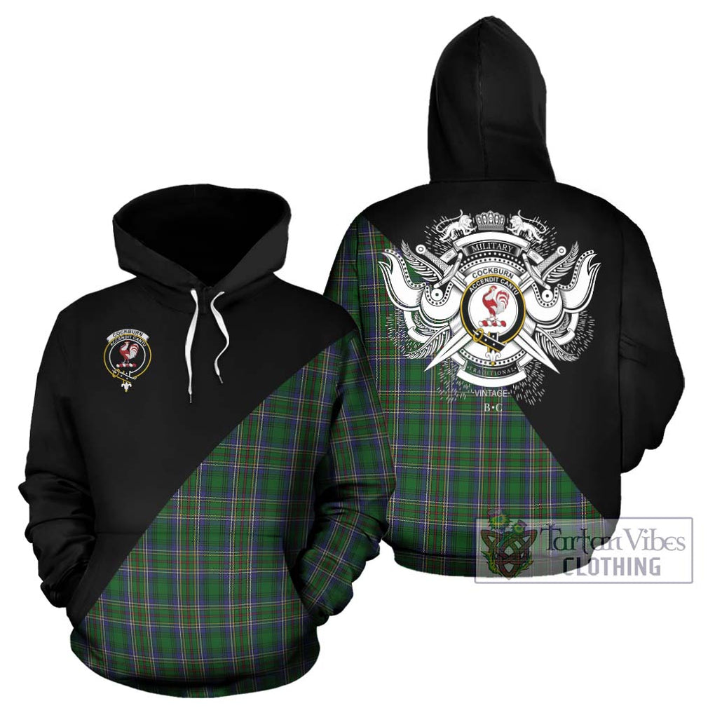 Cockburn Tartan Hoodie with Family Crest and Military Logo Style Zip Hoodie - Tartanvibesclothing Shop