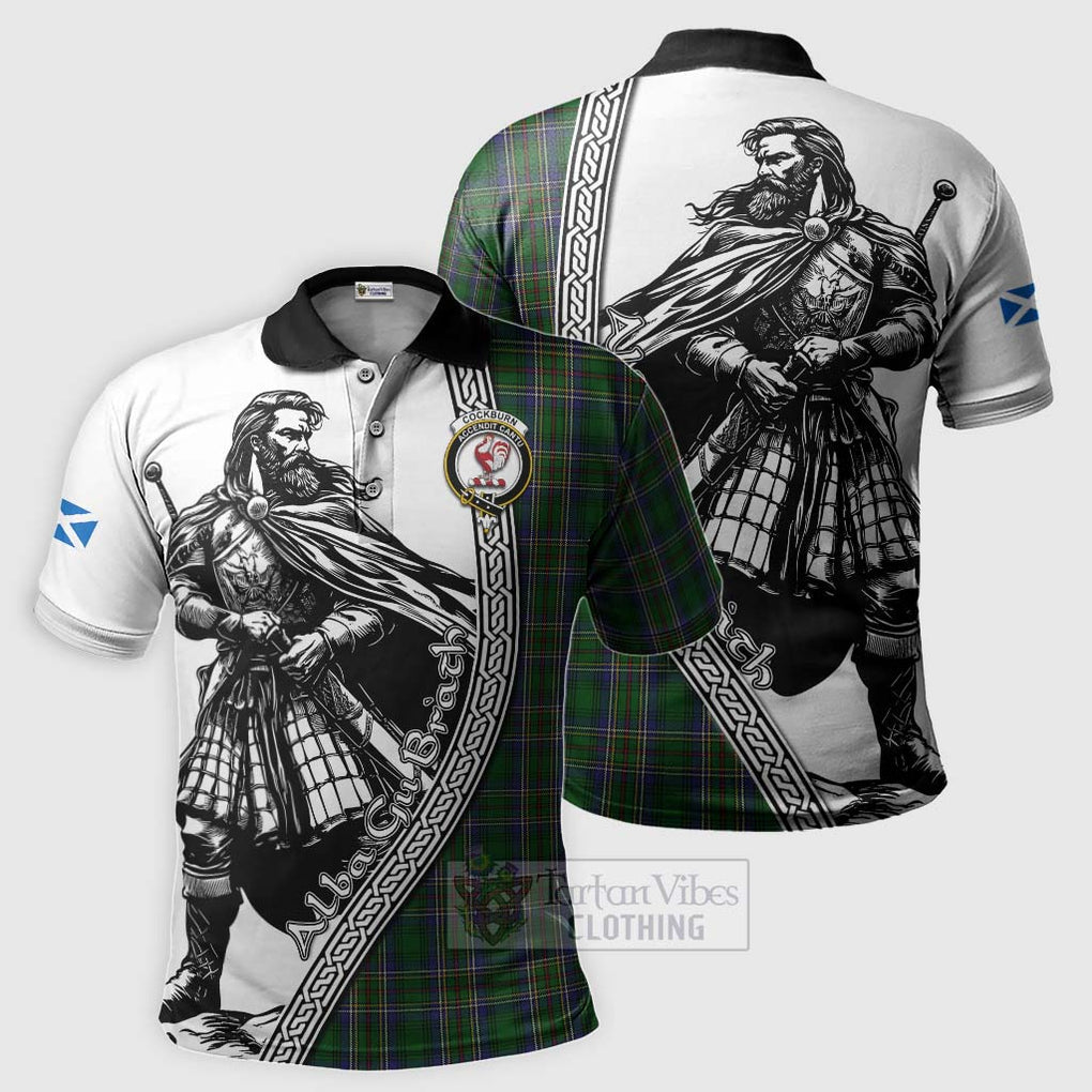 Tartan Vibes Clothing Cockburn Tartan Clan Crest Polo Shirt with Highlander Warrior Celtic Style