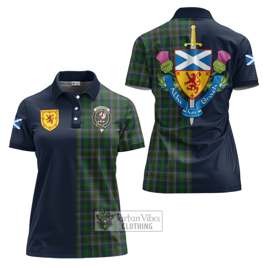 Tartan Vibes Clothing Cockburn Tartan Women's Polo Shirt with Scottish Lion Royal Arm Half Style