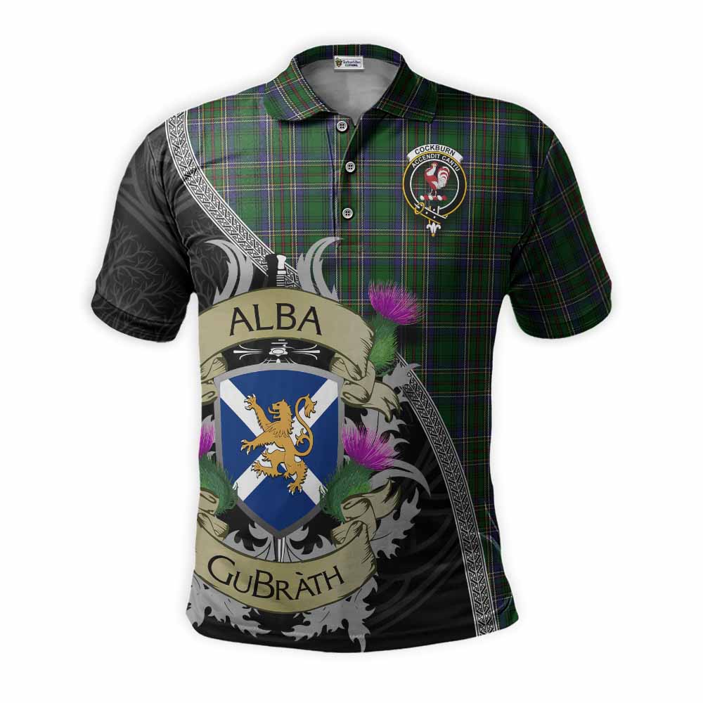 Tartan Vibes Clothing Cockburn Tartan Family Crest Polo Shirt Lion Rampant Royal Thistle Shield Celtic Inspired
