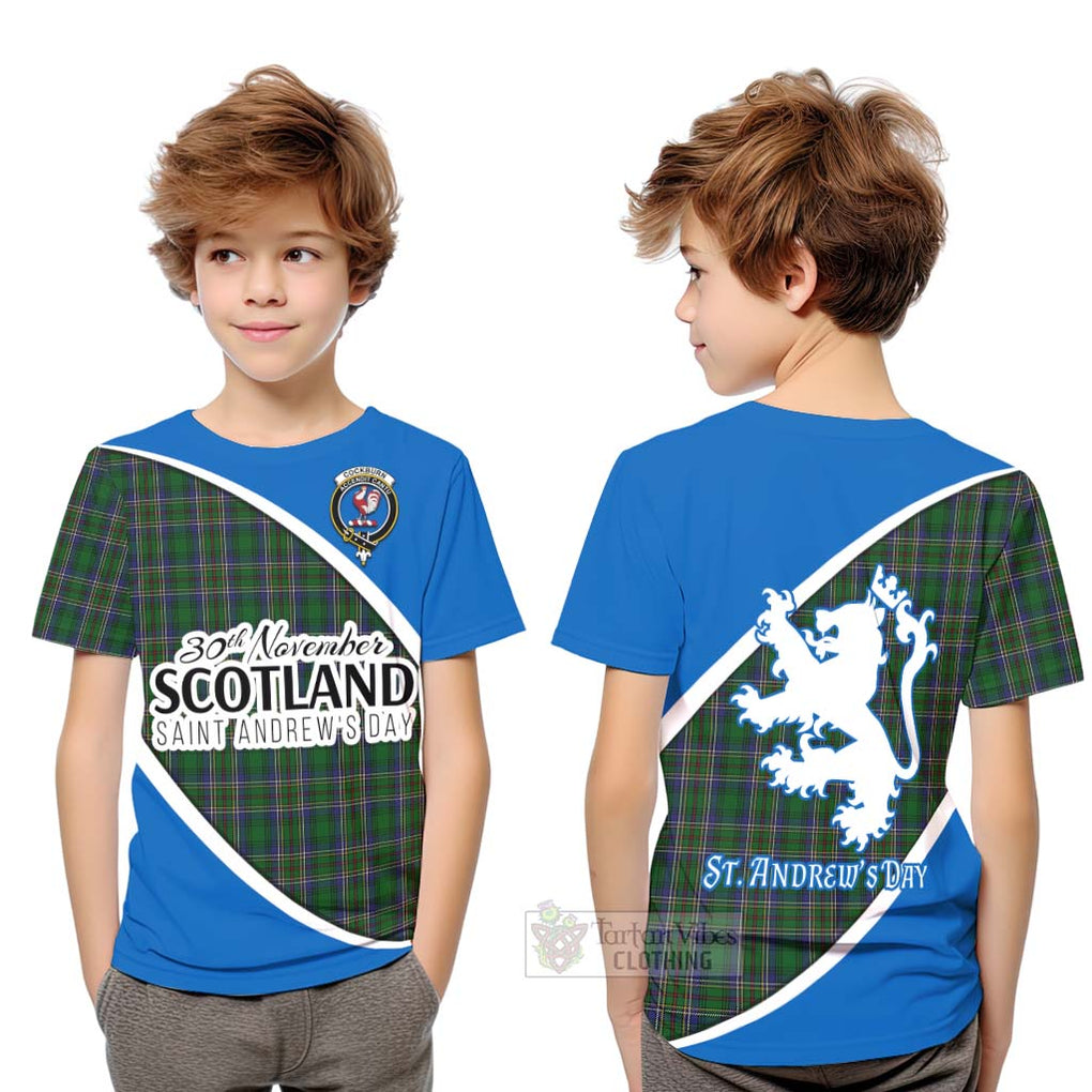 Tartan Vibes Clothing Cockburn Family Crest Tartan Kid T-Shirt Celebrate Saint Andrew's Day in Style
