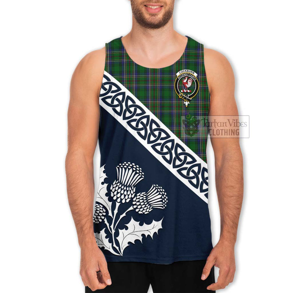 Tartan Vibes Clothing Cockburn Tartan Men's Tank Top Featuring Thistle and Scotland Map