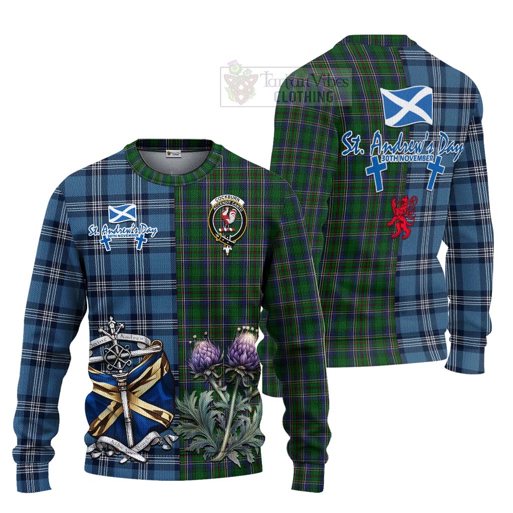 Tartan Vibes Clothing Cockburn Tartan Knitted Sweater Happy St. Andrew's Day Half Tartan Style