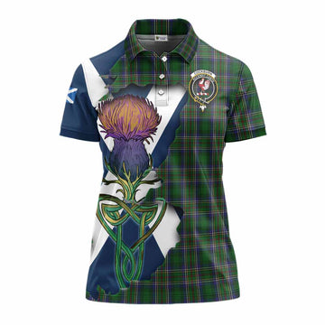 Tartan Vibes Clothing Cockburn Tartan Family Crest Women's Polo Shirt Scottish Thistle Celtic Inspired