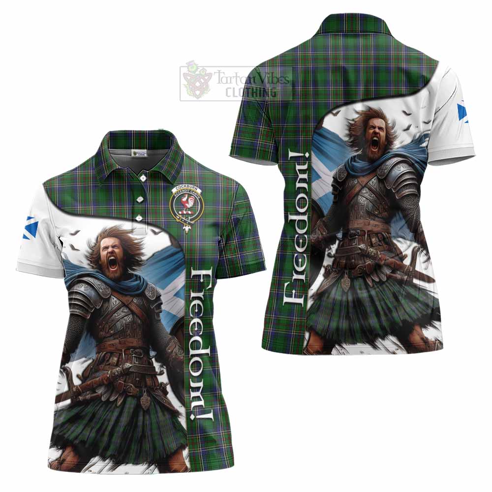 Tartan Vibes Clothing Cockburn Crest Tartan Women's Polo Shirt Inspired by the Freedom of Scottish Warrior