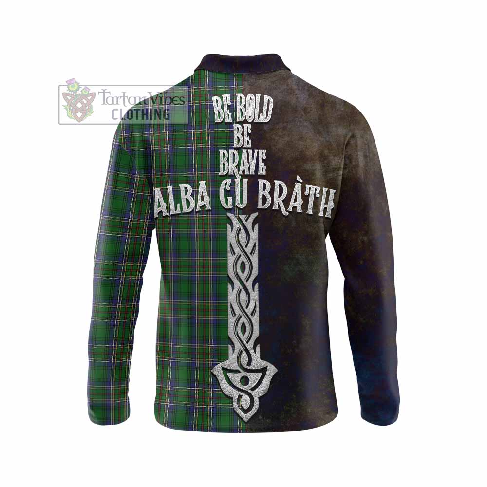 Tartan Vibes Clothing Cockburn Tartan Family Crest Long Sleeve Polo Shirt Alba Gu Brath Be Brave Lion Ancient Style