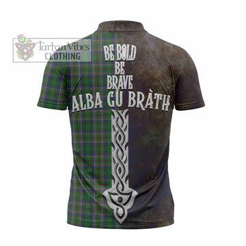 Cockburn Tartan Family Crest Zipper Polo Shirt Alba Gu Brath Be Brave Lion Ancient Style