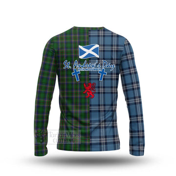 Tartan Vibes Clothing Cockburn Tartan Long Sleeve T-Shirt Happy St. Andrew's Day Half Tartan Style