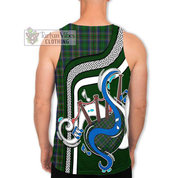 Cockburn Tartan Men's Tank Top with Epic Bagpipe Style