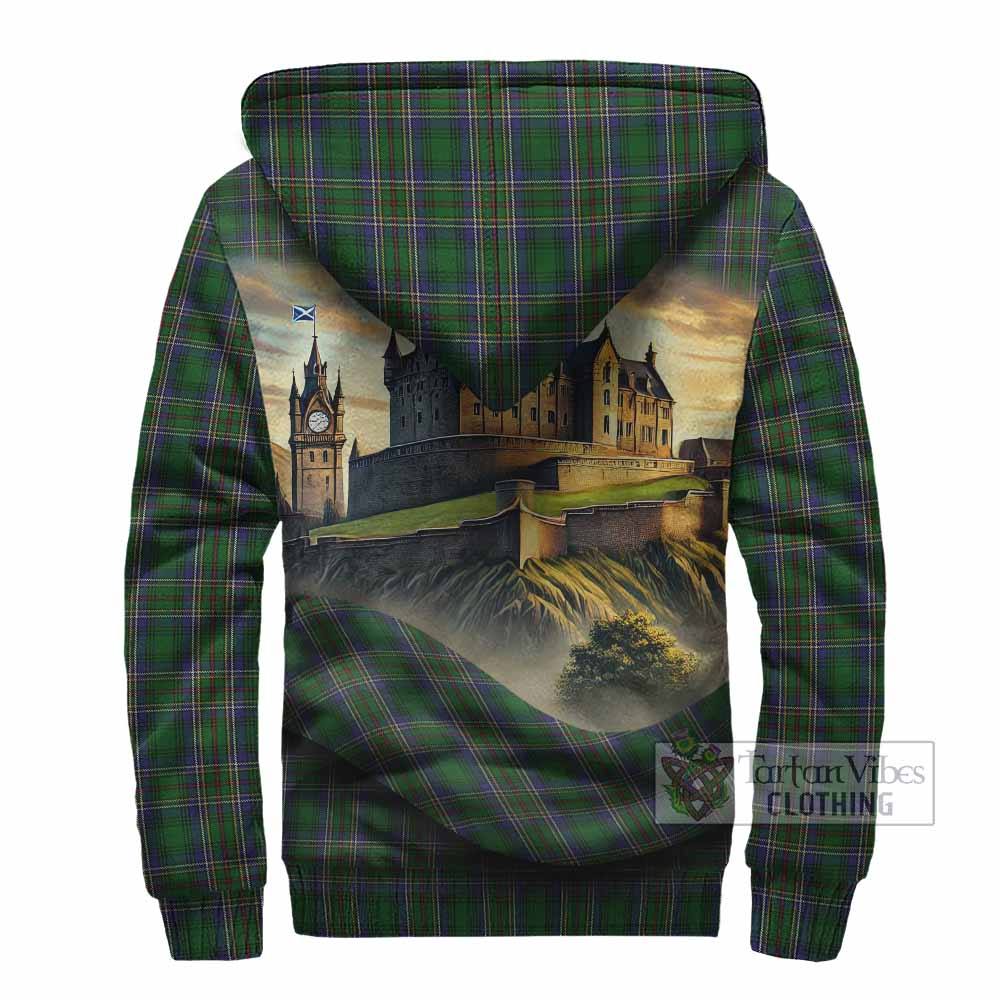 Tartan Vibes Clothing Cockburn Tartan Family Crest Sherpa Hoodie with Scottish Ancient Castle Style