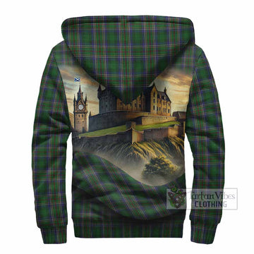Cockburn Tartan Family Crest Sherpa Hoodie with Scottish Ancient Castle Style