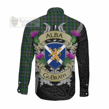 Tartan Vibes Clothing Cockburn Tartan Family Crest Long Sleeve Button Shirt Lion Rampant Royal Thistle Shield Celtic Inspired