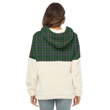 Cockburn Tartan Women's Borg Fleece Hoodie With Half Zip with Family Crest - Tartan Vibes Clothing