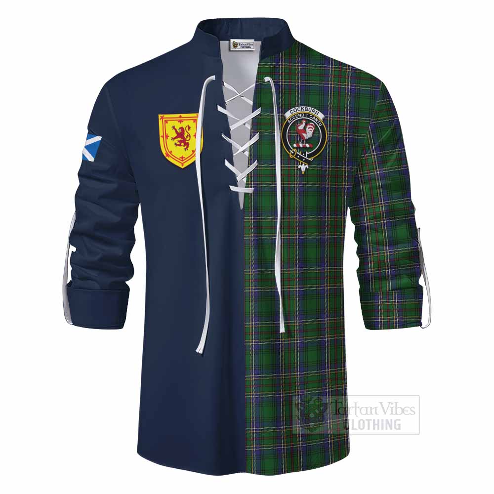 Cockburn Tartan Ghillie Kilt Shirt Alba with Scottish Lion Royal Arm Half Style