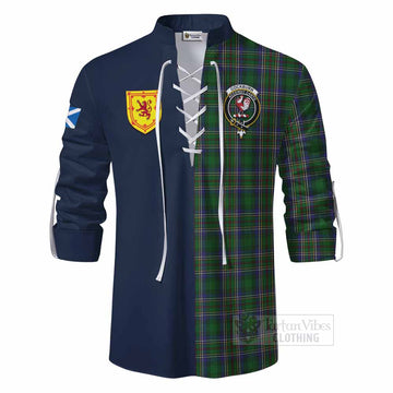 Cockburn Tartan Ghillie Kilt Shirt Alba with Scottish Lion Royal Arm Half Style