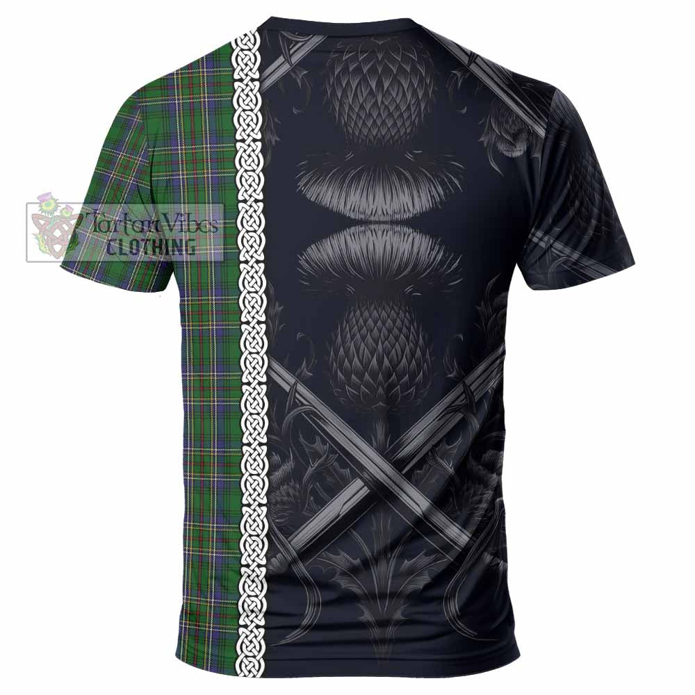 Tartan Vibes Clothing Cockburn Tartan T-Shirt with Family Crest Cross Sword Thistle Celtic Vibes