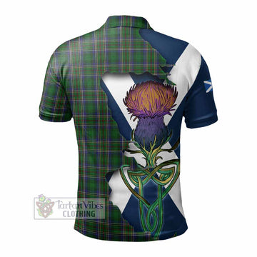 Cockburn Tartan Family Crest Polo Shirt Scottish Thistle Celtic Inspired