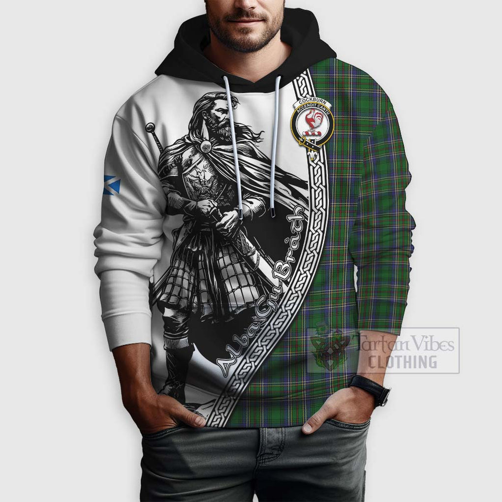 Tartan Vibes Clothing Cockburn Tartan Clan Crest Hoodie with Highlander Warrior Celtic Style