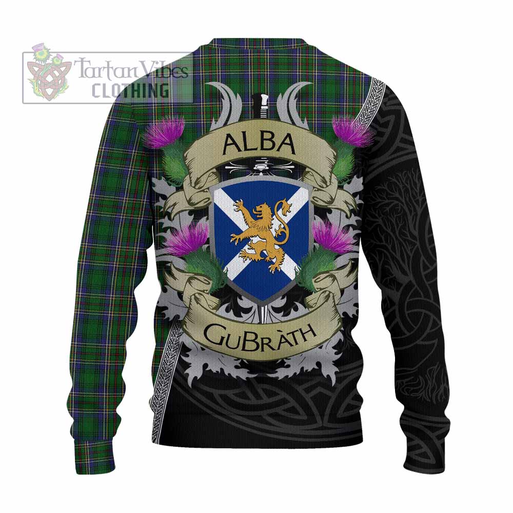 Tartan Vibes Clothing Cockburn Tartan Family Crest Knitted Sweater Lion Rampant Royal Thistle Shield Celtic Inspired