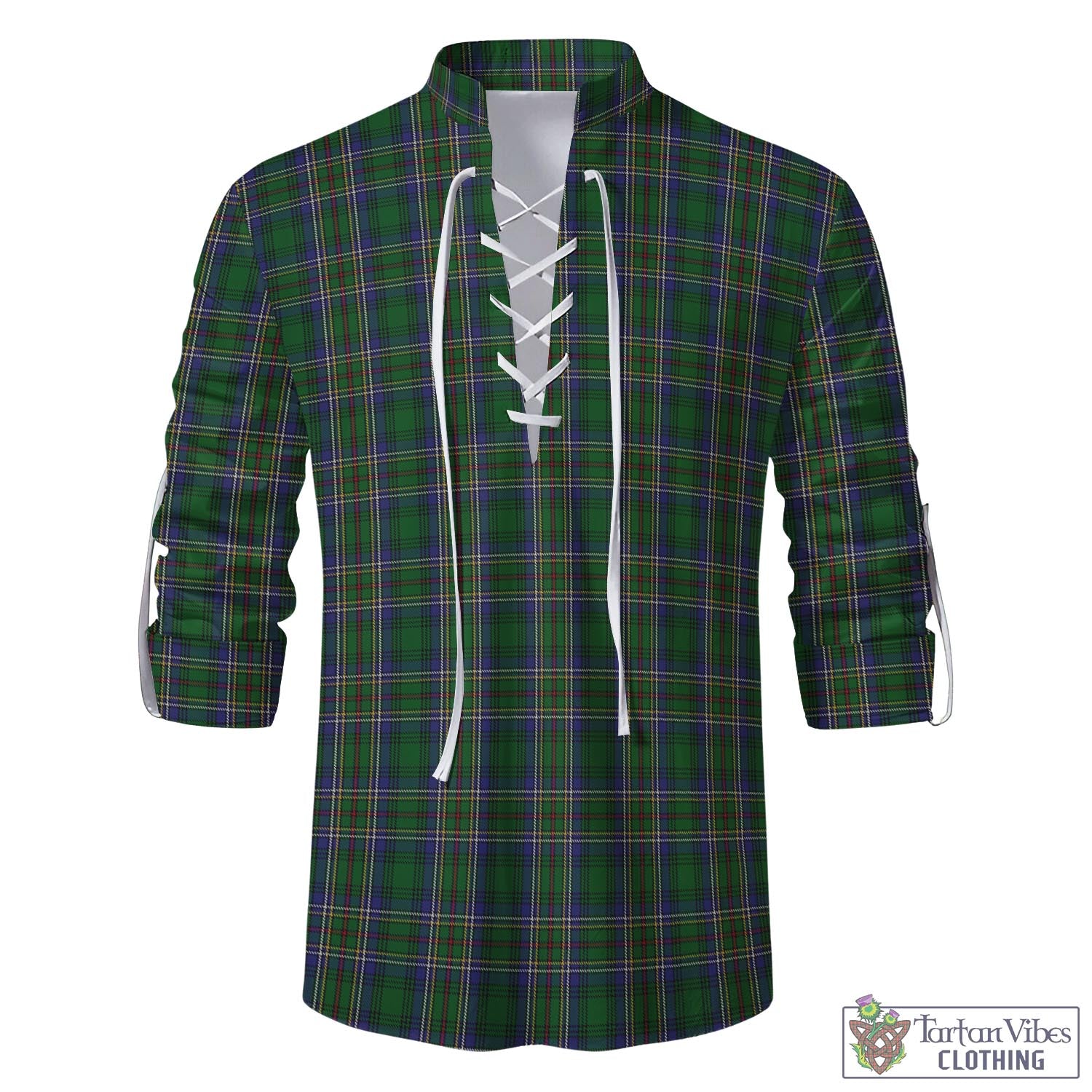 Tartan Vibes Clothing Cockburn Tartan Men's Scottish Traditional Jacobite Ghillie Kilt Shirt