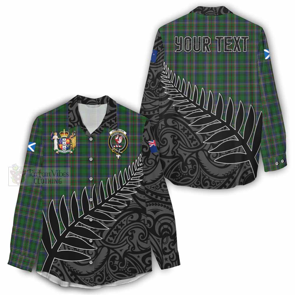 Tartan Vibes Clothing Cockburn Crest Tartan Women's Casual Shirt with New Zealand Silver Fern Half Style