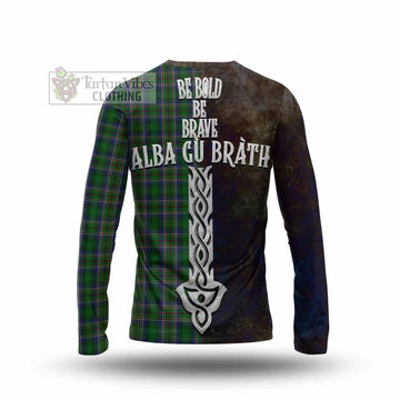 Cockburn Tartan Family Crest Long Sleeve T-Shirt Alba Gu Brath Be Brave Lion Ancient Style