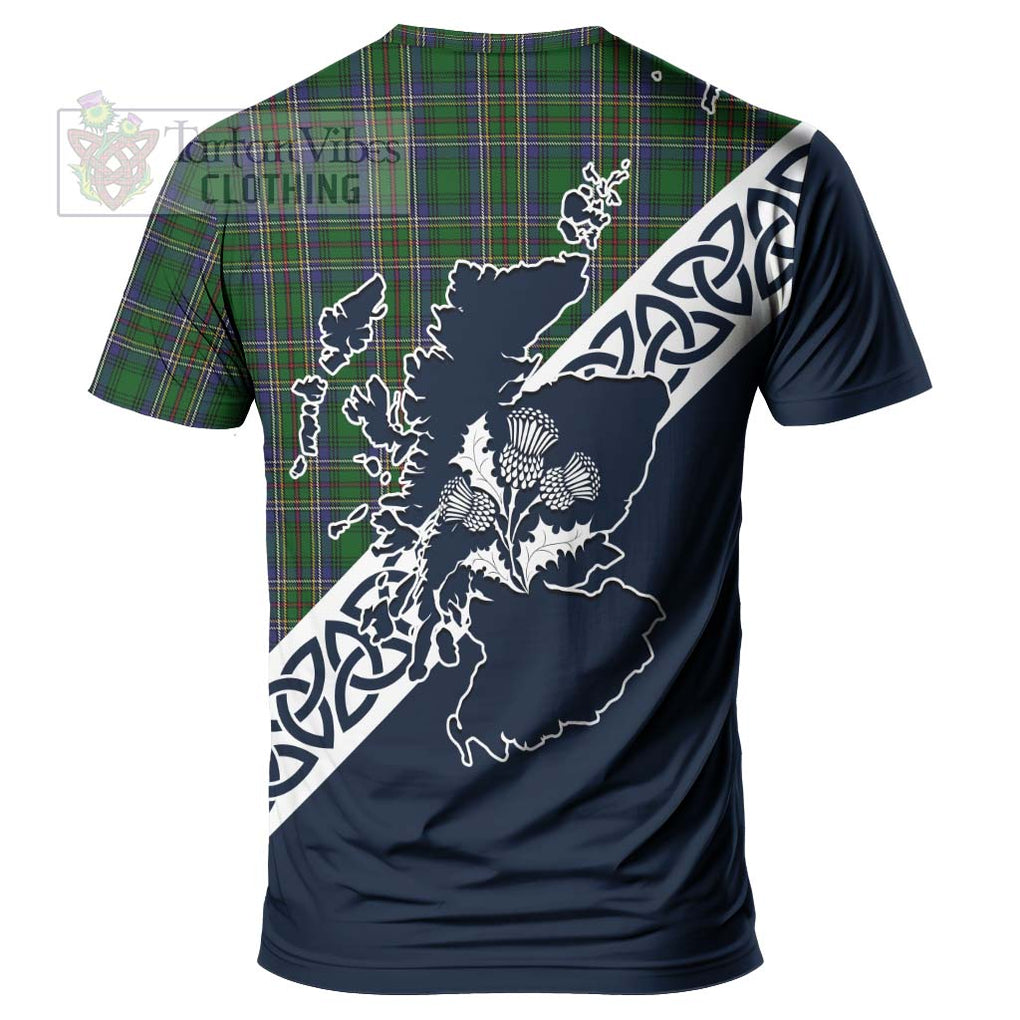 Cockburn Tartan T-Shirt Featuring Thistle and Scotland Map - Tartanvibesclothing Store