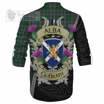 Cockburn Tartan Family Crest Ghillie Kilt Shirt Lion Rampant Royal Thistle Shield Celtic Inspired