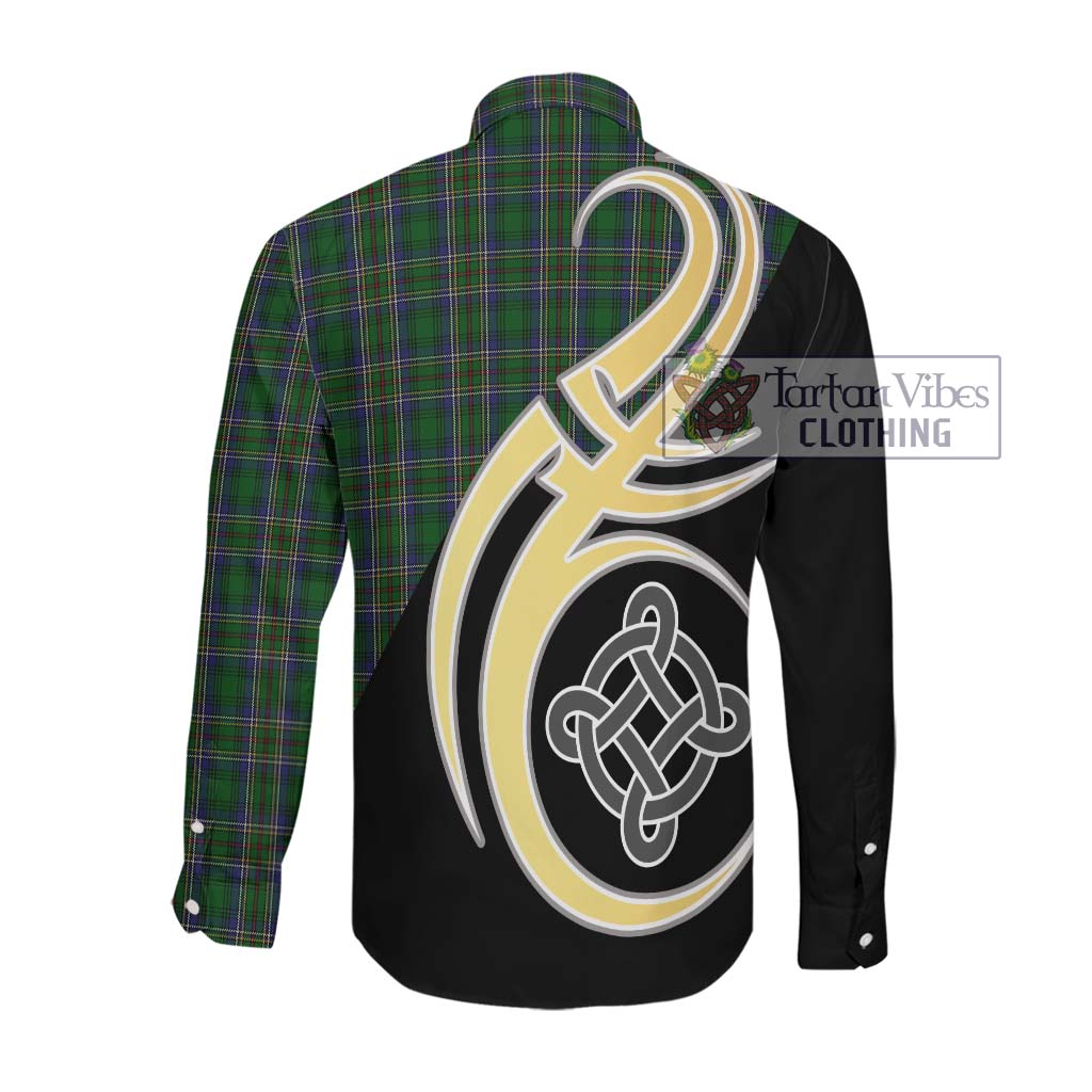 Cockburn Tartan Long Sleeve Button Shirt with Family Crest and Celtic Symbol Style Men's Shirt - Tartan Vibes Clothing