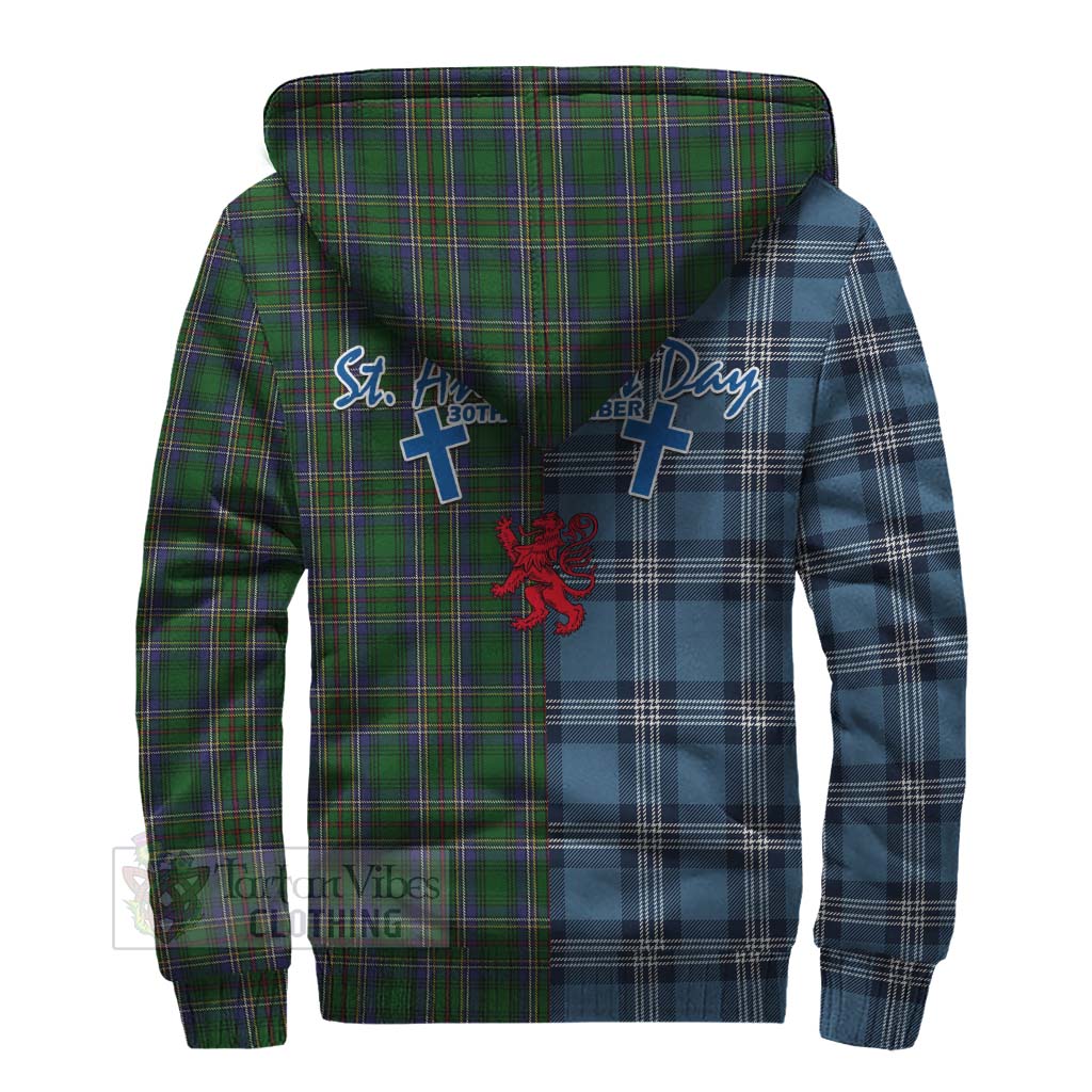 Tartan Vibes Clothing Cockburn Tartan Sherpa Hoodie Happy St. Andrew's Day Half Tartan Style