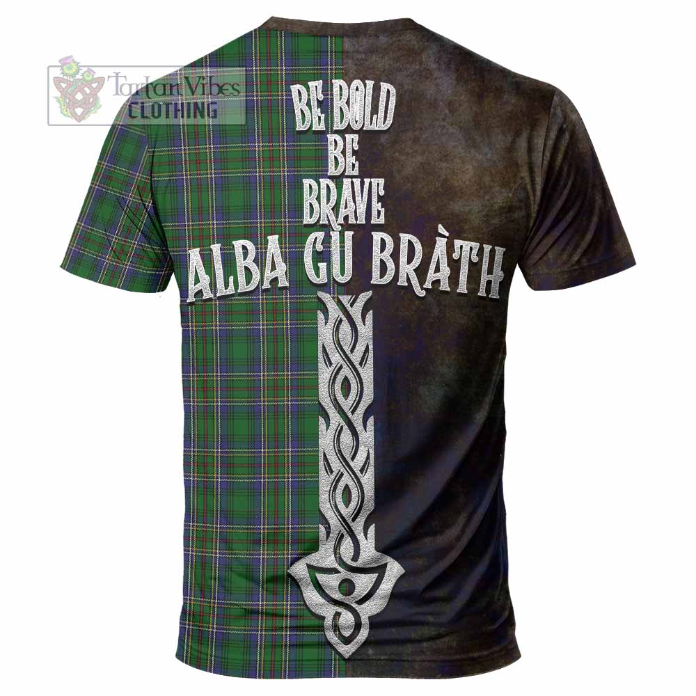 Tartan Vibes Clothing Cockburn Tartan Family Crest T-Shirt Alba Gu Brath Be Brave Lion Ancient Style