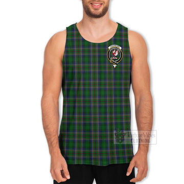 Cockburn Tartan Men's Tank Top with Family Crest and Bearded Skull Holding Bottles of Whiskey