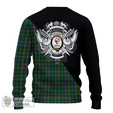Cockburn Tartan Knitted Sweater with Family Crest and Military Logo Style - Tartanvibesclothing Shop