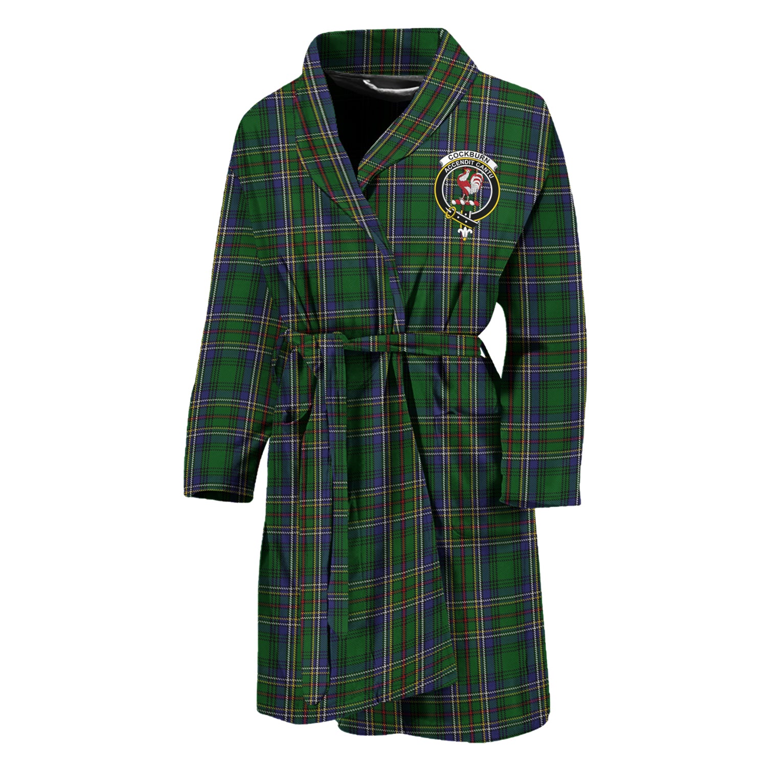 Cockburn Tartan Bathrobe with Family Crest Unisex M - Tartan Vibes Clothing