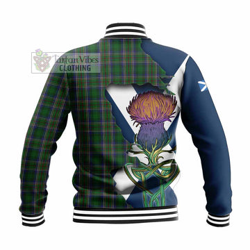 Cockburn Tartan Family Crest Baseball Jacket Scottish Thistle Celtic Inspired