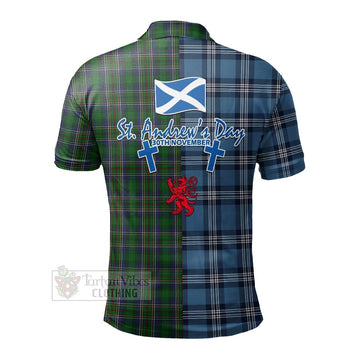 Tartan Vibes Clothing Cockburn Tartan Polo Shirt Happy St. Andrew's Day Half Tartan Style