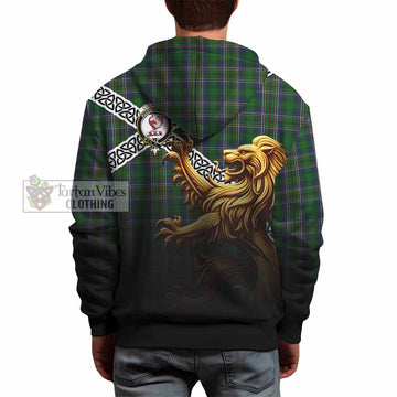 Tartan Vibes Clothing Cockburn Crest Tartan Hoodie with Golden Lion Emblem Celtic Style