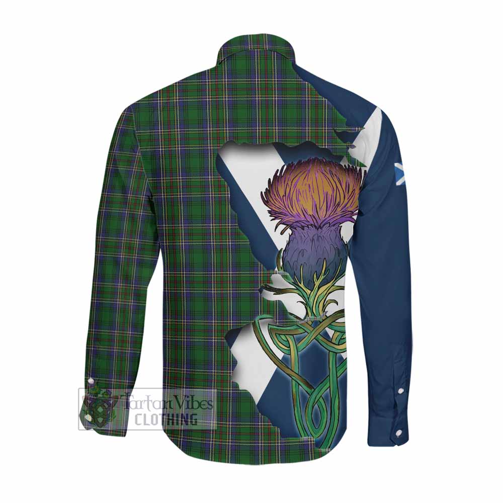 Tartan Vibes Clothing Cockburn Tartan Family Crest Long Sleeve Button Shirt Scottish Thistle Celtic Inspired