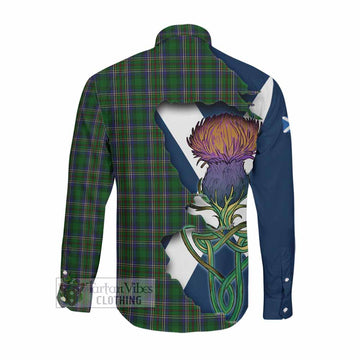 Tartan Vibes Clothing Cockburn Tartan Family Crest Long Sleeve Button Shirt Scottish Thistle Celtic Inspired