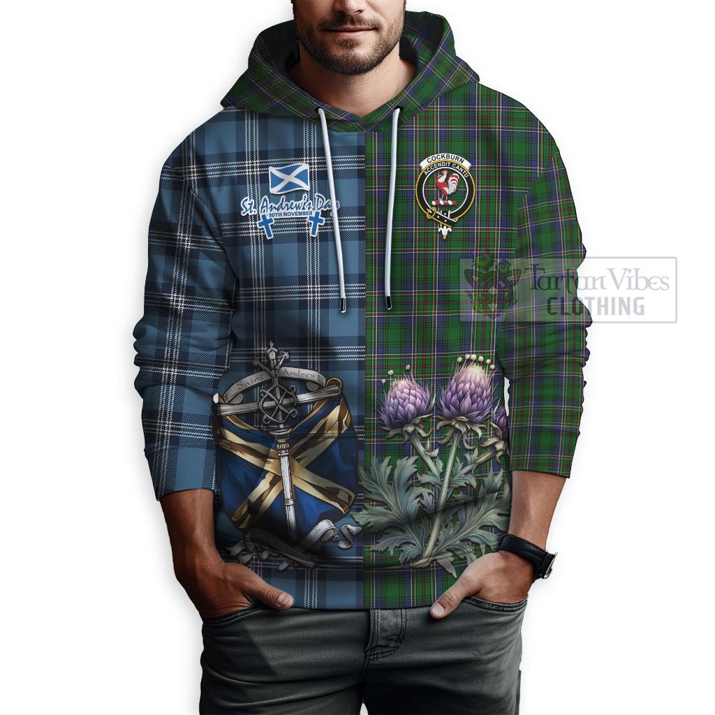 Tartan Vibes Clothing Cockburn Tartan Hoodie Happy St. Andrew's Day Half Tartan Style