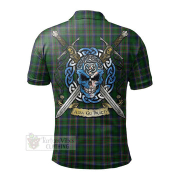 Cockburn Tartan Polo Shirt with Family Crest Celtic Skull Style