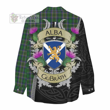 Tartan Vibes Clothing Cockburn Tartan Family Crest Women's Casual Shirt Lion Rampant Royal Thistle Shield Celtic Inspired